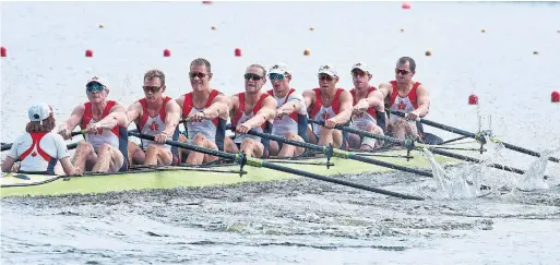  ?? ADAM NURKIEWICZ GETTY IMAGES ?? The men’s eight is being steered by Lesley Thompson-Willie, left, who has five Olympic medals and years of experience as the rudder of various women’s crews.