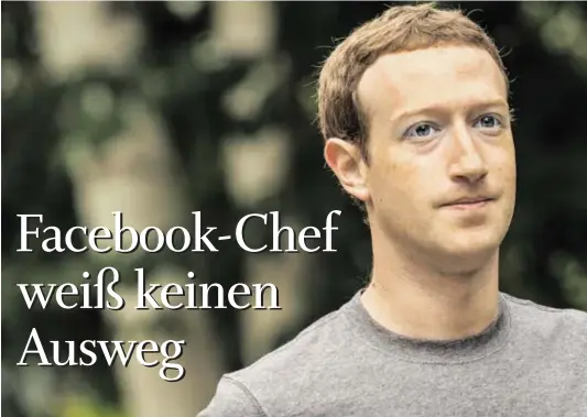  ?? BILD: SN/AFP/GETTY ?? Mark Zuckerberg­s Geschäftsm­odell ist die Weitergabe von Daten der Facebook-User.