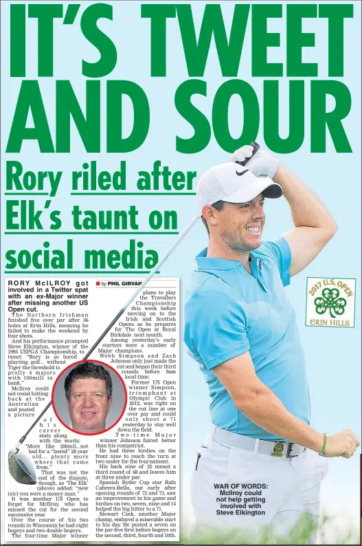  ??  ?? WAR OF WORDS: McIlroy could not help getting involved with Steve Elkington
