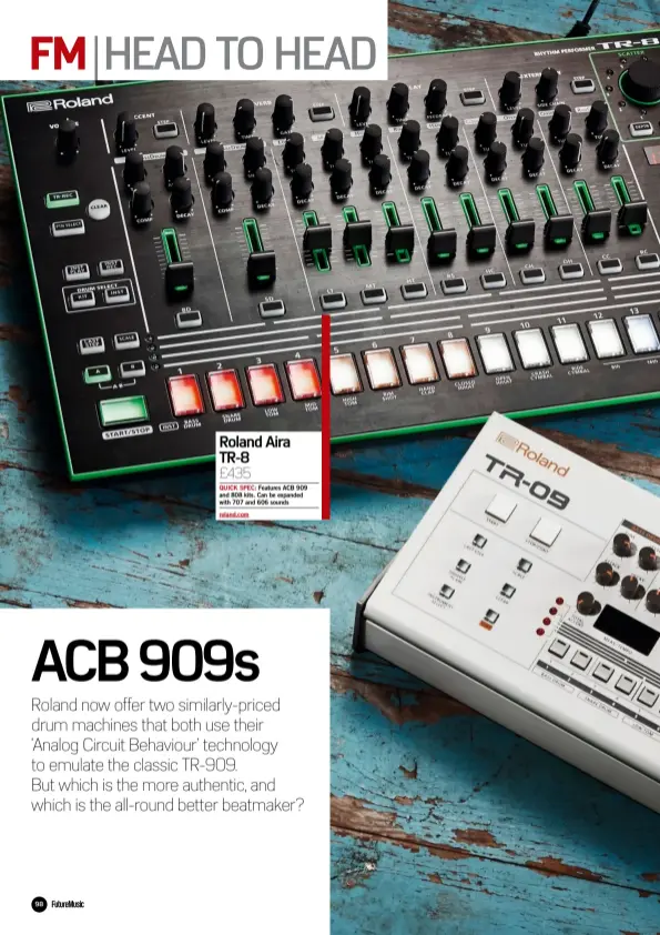  ??  ?? Roland Aira TR-8 £435 QUICK SPEC: Features ACB 909 and 808 kits. Can be expanded with 707 and 606 sounds roland.com