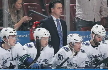  ?? JOEL AUERBACH / GETTY IMAGES ?? Head coach Travis Green and the Vancouver Canucks know they have talent and more help coming via prospects, but results have not been good recently.