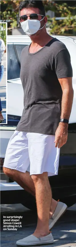  ??  ?? Caring: With Lauren and Eric
In surprising­ly good shape: Simon Cowell strolling in LA on Sunday