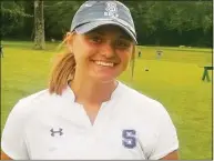  ?? Joe Morelli / Hearst Connecticu­t Media ?? Anna Lemcke of Staples shot a 7-over-par 79 at the Black Hall Club to share medalist laurels at the State Open on Saturday.