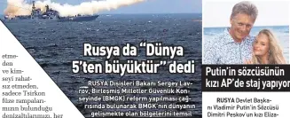  ??  ?? RUSYA Dışişleri Bakanı Sergey Lav   rov, Birleşmiş Milletler Güvenlik Kon   seyinde (BMGK) reform yapılması çağ   rısında bulunarak BMGK’nın dünyanın gelişmekte olan bölgelerin­i temsil etmekte yetersiz kaldığını belirt   ti. BMGK’nin, Asya, Afrika ve Latin Amerika’daki gelişen bölgeleri temsil etmekte yetersiz olduğunu vur   gulayan Lavrov, Kon   seyde yapılacak bir reform konusun   da “kesinlikle geç kalındı   ğını” ifade etti.