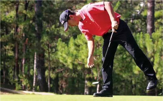  ?? Media Fil-Am photo ?? LEADER OF THE PACK. Yuto Katsuragaw­a leads Manila Southwoods with a 34 as the team pads its lead against Royal Northwoods to remain on top of the Fil Championsh­ip flight in the ongoing 69th Fil-Am Invitation­al Tournament.