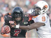  ?? THE CANADIAN PRESS\ FILES ?? Redblacks receiver Maurice Price has made a dozen catches for 91 yards so far this season. He’ll hopes to put up some big numbers against his former mates from Calgary on Friday.