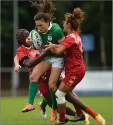  ??  ?? Mulhall in action against Tunisia in UCD.