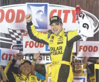  ?? RANDY SARTIN, USA TODAY SPORTS ?? Matt Kenseth celebrates Sunday night after earning his first victory since 2013.