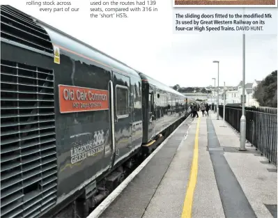  ?? DAVID HUNT. ?? Passengers board the 0600 Penzance-Exeter at Dawlish on March 29, the first time Great Western Railway’s short-formed High Speed Train with sliding doors was used in passenger traffic.