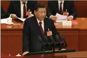  ?? ANDY WONG — THE ASSOCIATED PRESS ?? Chinese President Xi Jinping delivers a speech at the closing ceremony for China's National People's Congress (NPC) at the Great Hall of the People in Beijing, on Monday.