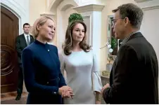  ??  ?? Robin Wright, Diane Lane and Greg Kinnear in a scene from season 6 of House of Cards