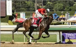  ?? ?? Chatalas, with Antonio Fresu aboard, went gate to wire in winning the Grade II $200,000 Chandelier Stakes, beating Scalable by 1 1/2 lengths Saturday at Santa Anita.