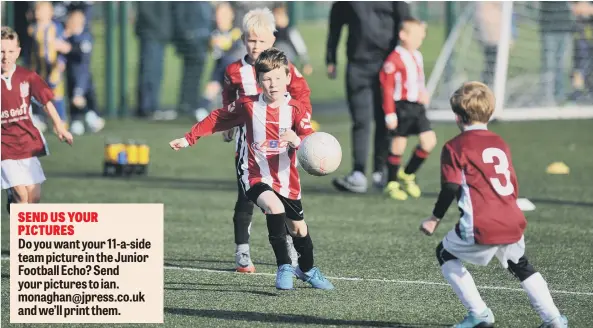  ??  ?? Russell Foster Under-8s football between South Shields FC Blues (claret) and Foundation of Light White, played at Farringdon Academy, Sunderland.