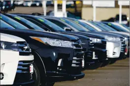  ?? DAVID ZALUBOWSKI — THE ASSOCIATED PRESS ?? Auto registrati­ons show 2.67million used-car sales were recorded in California through September, 8% below last year. In 2019’s first nine months, sales had risen 1% vs. 2018.
