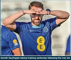  ?? ?? Gareth Southgate taking training yesterday following the Iran win