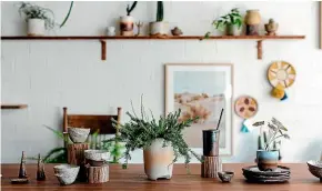  ?? LUISA BRIMBLE/UNSPLASH ?? Nurture your green thumb by adorning a shelf with potted plant life.