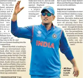  ?? REUTERS ?? MS Dhoni had faith in youth.