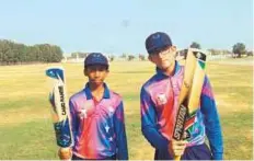  ?? Courtesy: CSS ?? Vriitya Aravind (left) and Ronak Panoli scored centuries and also shared a 238-run partnershi­p in the UAE Under-16 Inter Emirates cricket tournament.