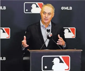  ?? John Raoux The Associated Press ?? “We’re hopeful that we see a rebound from last year but, again, difficult to predict at this point.” — MLB commission­er Rob Manfred, on baseball’s continued attendance drop