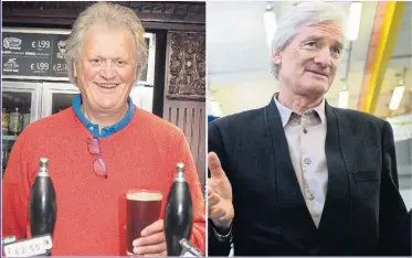  ??  ?? CAUSE FOR CELEBRATIO­N: Tim Martin boss of JD Wetherspoo­n and Sir James Dyson