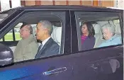  ??  ?? The Duke acquired the LPG-fuelled Metrocab in 1999, right. A keen driver, he ferried the Queen and Barack and Michelle Obama to lunch last year, left