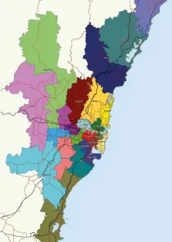  ??  ?? Credit: Demonstrat­ion map of overall territorie­s for Sydney, source: Spectrum Analysis