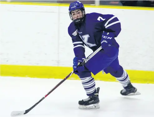  ?? JUSTIN KUEBER / THE CANADIAN PRESS ?? Matthew Savoie — seen at a recent tournament in St. Albert — is only 14, but he’s already drawing comparison­s to NHL superstar Sidney Crosby. His average of 3.2 points per game is tied for first in the CCSHL Bantam Prep Division.