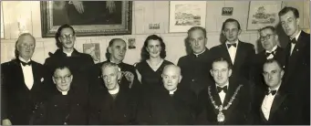  ??  ?? Western Drama Festival Committee of the 50s Back Row (from left): Dr. John A Flannery, FR Tom Flynn (Later Bishop of Achonry), Matt Devine, Phil Morley ( now Phil Flannery) Fr. John Duffy .PP Tubbercurr­y, Joe Masterson, Mick McCann and Oliver Flannery....