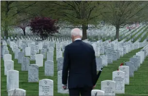  ?? Photo: Nampa/AFP ?? Honour… US President Joe Biden walks through Arlington National cemetary to honour fallen veterans of the Afghan conflict in Arlington, Virginia.