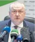 ??  ?? DOPING CASE: Rusada chief Yury Ganus speaks at a press conference.
