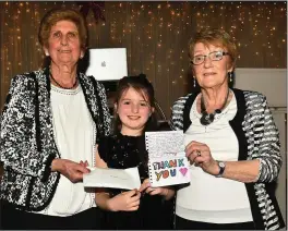  ??  ?? Hannah Carolan presenting a cheque to Jennifer Hewson and Margaret Ahern