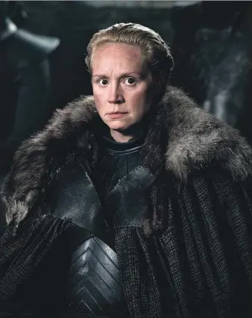  ?? Helen Sloan HBO ?? GWENDOLINE Christie snags an Emmy supporting actress nomination for her turn as Brienne of Tarth.