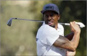  ?? ERIC RISBERG — THE ASSOCIATED PRESS FILE ?? Golden State’s Andre Iguodala follows his shot from the 16th fairway of the Silverado Resort North Course during the pro-am event of the 2016 Safeway Open, in Napa, Calif.