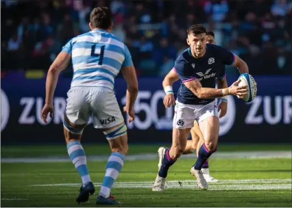  ?? ?? Blair Kinghorn impressed at No.10 despite Scotland ultimately losing their series against Argentina this month