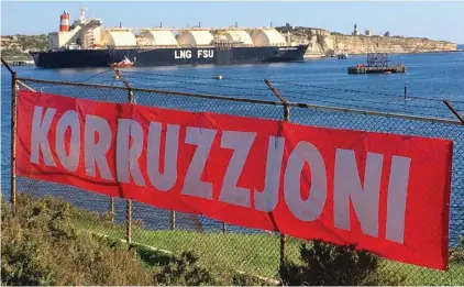  ??  ?? Photos top and bottom: Protest signage put up in Delimara yesterday by Reżistenza Malta