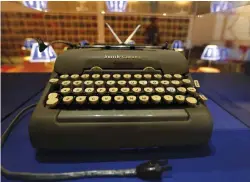  ?? (John Vizcaino/Reuters) ?? THE FIRST Smith Corona typewriter owned by the lColombian Nobel laureate, on display in a 2015 exhibition at the Bogota National Library, commemorat­ing a year since his death.