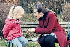  ??  ?? Opening up: Shenton with her six-year-old co-star, Maisie Sly, in The Silent Child