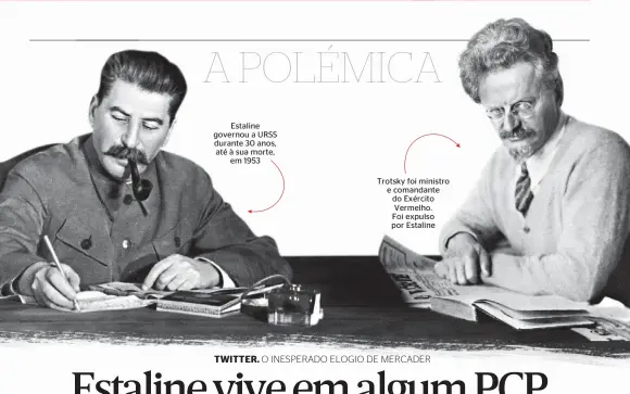  ??  ?? Estaline governou a URSS durante 30 anos, até à sua morte, em 1953 Trotsky foi ministro e comandante do Exército Vermelho. Foi expulso por Estaline