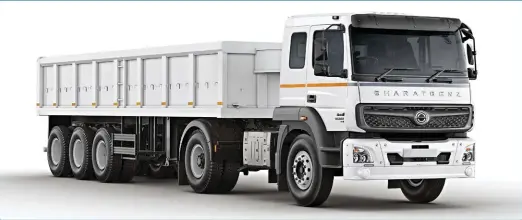  ??  ?? Reflecting CV industry’s ability to innovate, the 4x2 BharatBenz 5228TT tractor-head, launched in FY202021, has come to offer the highest 54-tonne GCW that a 4x2 tractor-head could.