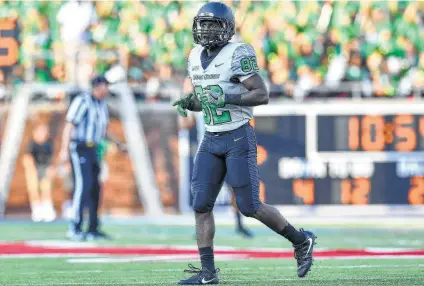  ?? North Texas athletics ?? UNT sophomore receiver Deion Hair-Griffin said the estimated $3,136 he earned from his COA stipend helped pay for a car.