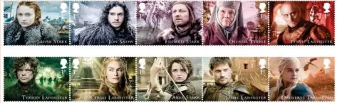  ??  ?? A handout picture released on Thursday shows characters of the hit US show ’Game of Thrones’ on a new collection of stamps to be released by the Royal Mail. (AFP)