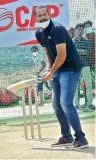  ??  ?? Yusuf Pathan plays in the nets during the launch of his academy in Hyderabad on Tuesday.