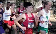  ?? NWA Democrat-Gazette/DAVID GOTTSCHALK ?? Arkansas junior Matt Young finished third in the NCAA South Central Regional cross country meet Friday in Fayettevil­le, helping lead the Razorbacks to a second-place finish in the team standings.