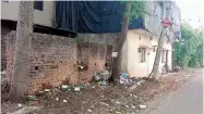  ??  ?? Garbage lies uncleared at Jyothi Colony, Ward 3, in the Secunderab­ad Cantonment in this picture provided by Ch Sai Baba. The area also has many illegal structures.