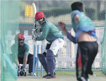  ?? Pawan Singh / The National ?? Afghanista­n captain Asghar Stanikzai batting during a nets session at Zayed Cricket Academy in Abu Dhabi, as they prepare for the Asia Cup competitio­n