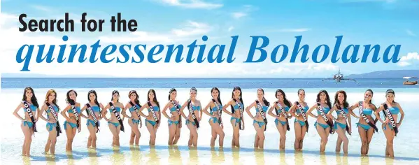  ??  ?? The 18 finalists of Miss Bohol 2014 during their media presentati­on at the Bellevue Resort in Panglao, Bohol.