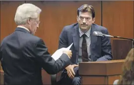  ?? Genaro Molina Los Angeles Times ?? ACTOR ASHTON KUTCHER, seated, gives testimony about Ashley Ellerin, one of two Los Angeles-area murder victims of convicted killer Michael Gargiulo.