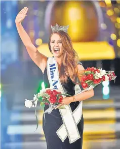  ??  ?? Mund reacts after being announced as the winner of the 97th Miss America Competitio­n in Atlantic City, New Jersey, US. — Reuters photo