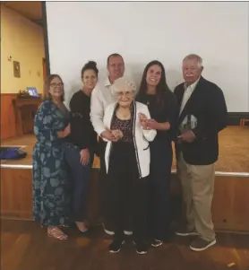  ?? OF KAYLIN RUBIN DUFFY PHOTO COURTESY ?? FROM LEFT TO RIGHT: Ron Rubin is pictured here with his family: wife Linda, daughter Kaylin, son Kurt, mother Sadie and daughter Claire, after Ron Rubin was named the 2023 Farmer of the Year by the Imperial County Farm Bureau.