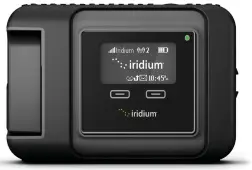  ??  ?? The Iridium GO provides satellite connectivi­ty to mobile devices through apps, but also has its own SOS button to send canned distress messages.